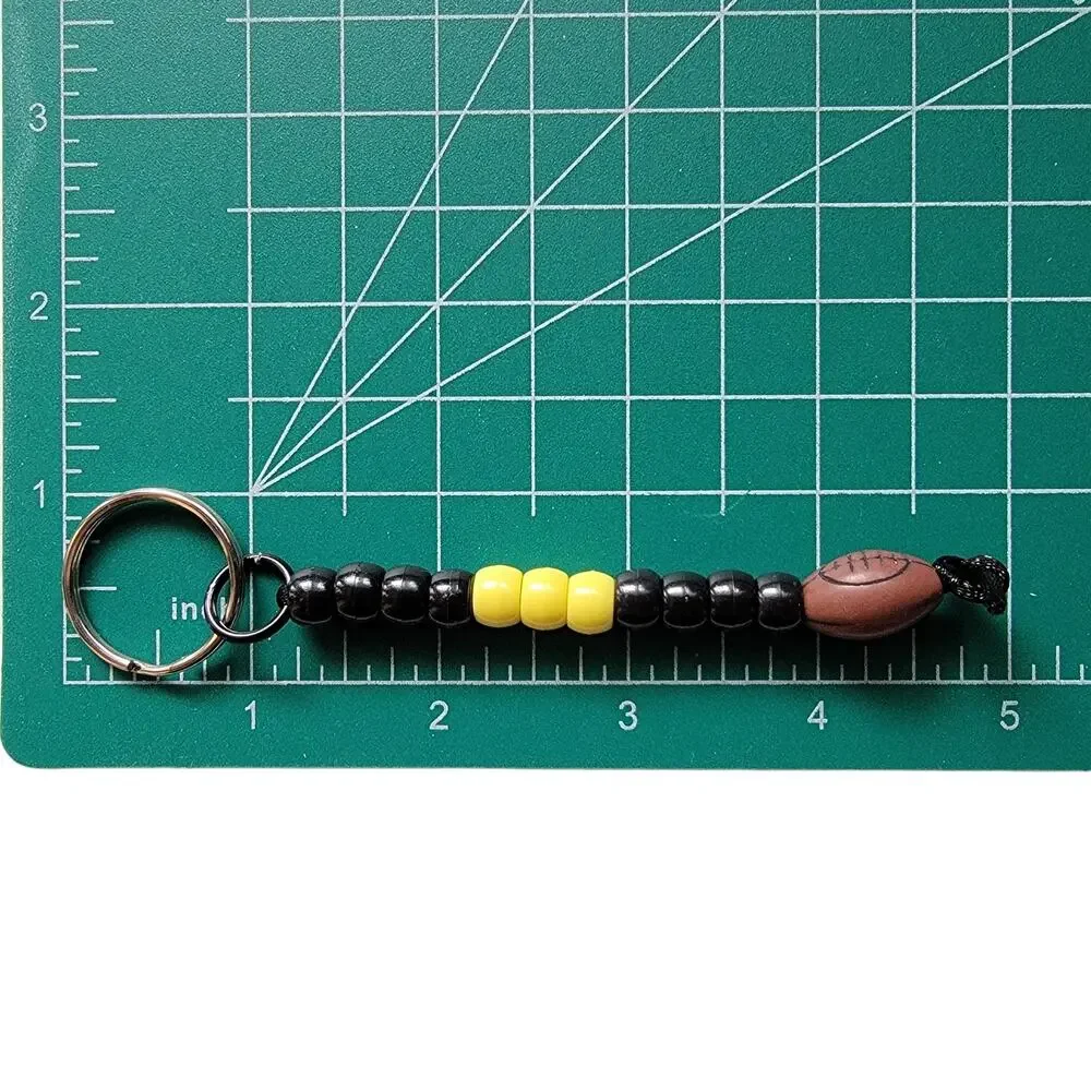 Black & Yellow Football‎ Keychain Beaded Handmade NFL NCAA Sports Fan Mom Dad